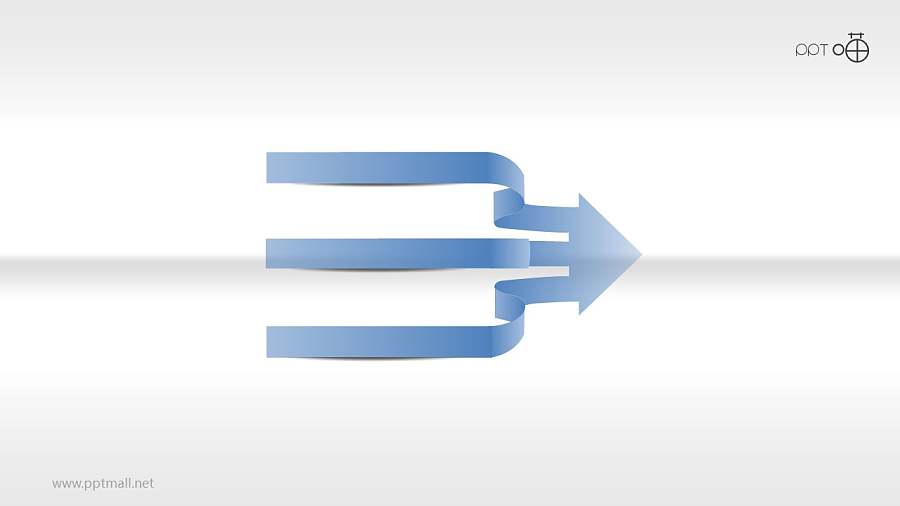 丝带风3项合流的箭头图 PPT素材