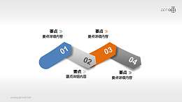波浪形4阶段箭头状PPT模版下载