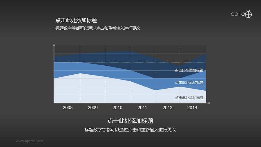 直观大气蓝色面积图图表PPT素材