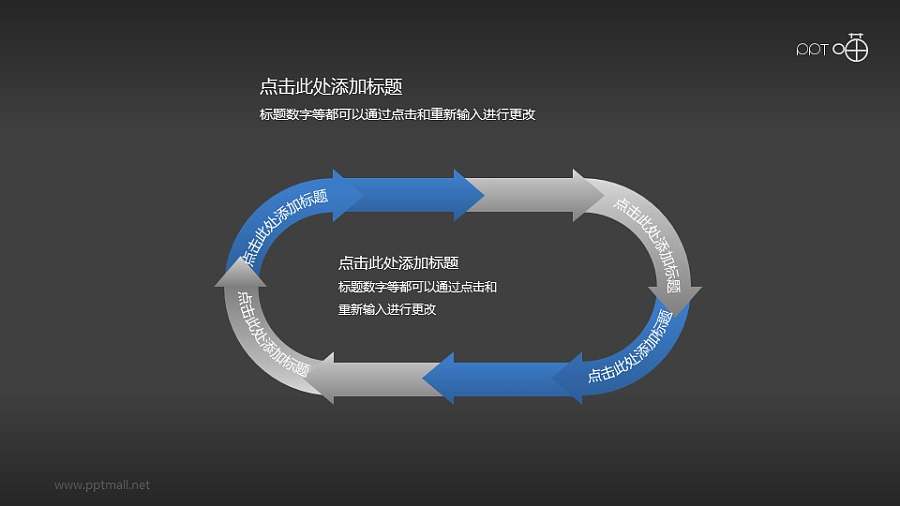 4部分椭圆形顺时针循环PPT模板