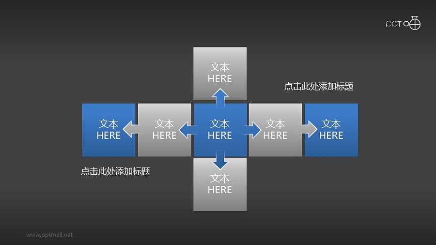 多层级总分关系PPT逻辑图模板