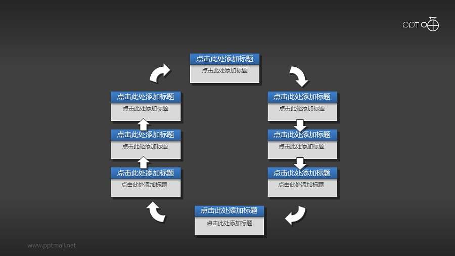 多部分循环关系的PPT流程图素材