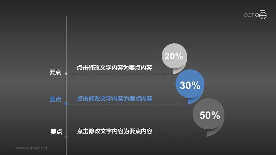 带有百分比的要点呈现PPT模版下载