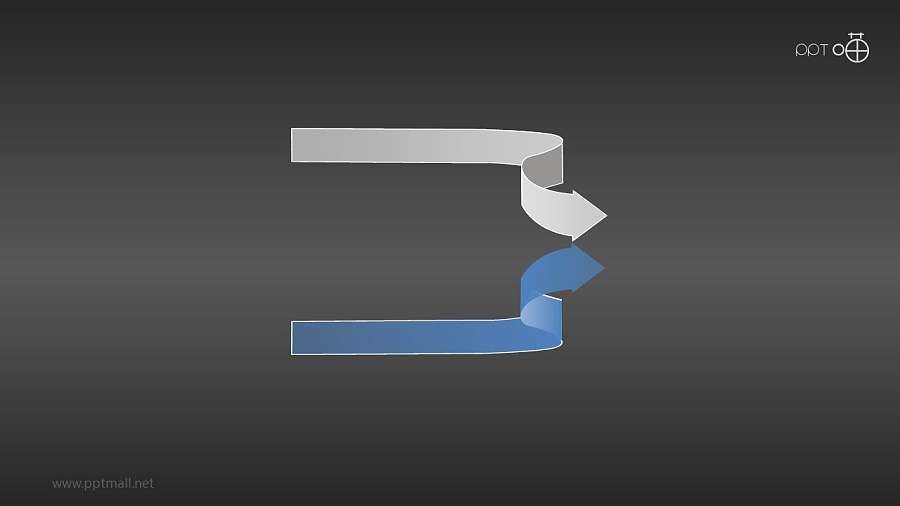 2个同向对称合流箭头PPT素材