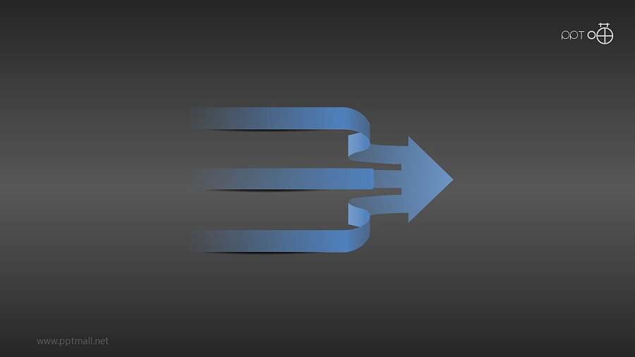 丝带风3项合流的箭头图 PPT素材