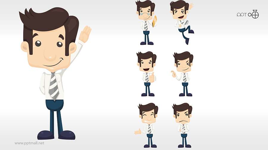 60个扁平化小人各行业通用豪华表情包PPT