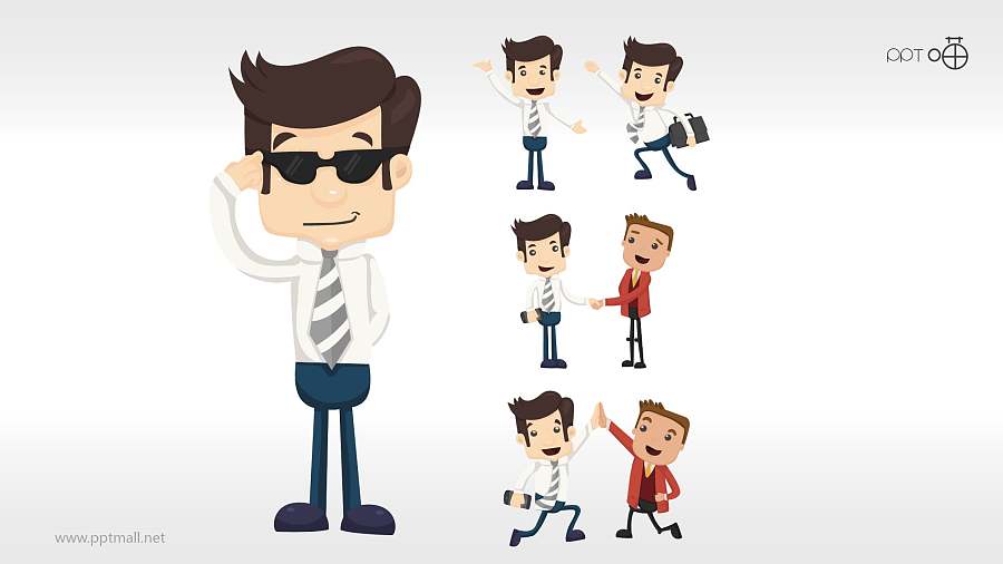 60个扁平化小人各行业通用豪华表情包PPT