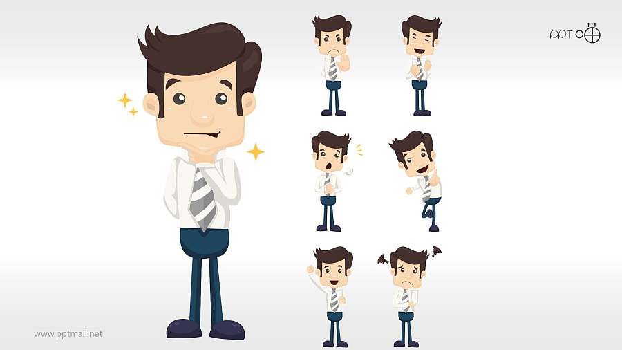 60个扁平化小人各行业通用豪华表情包PPT