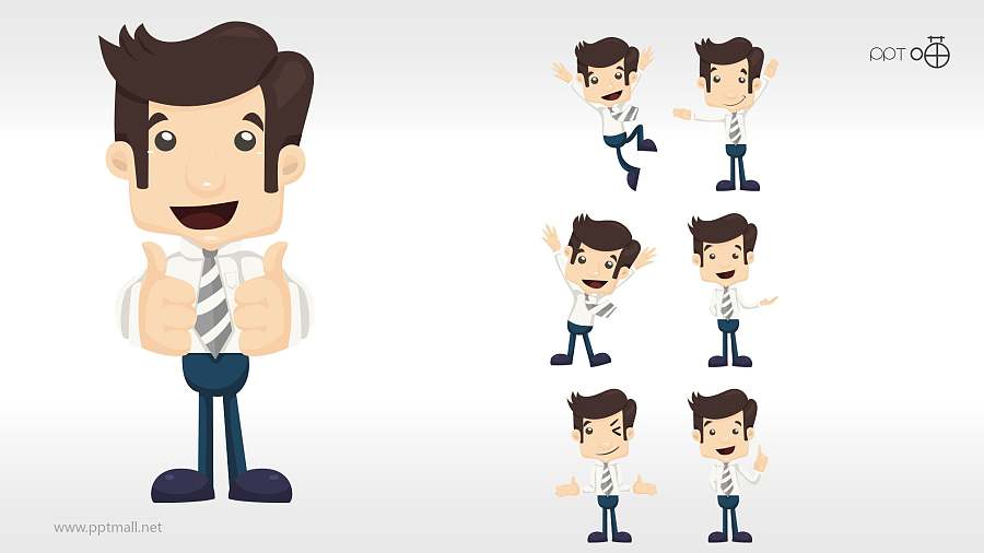 60个扁平化小人各行业通用豪华表情包PPT