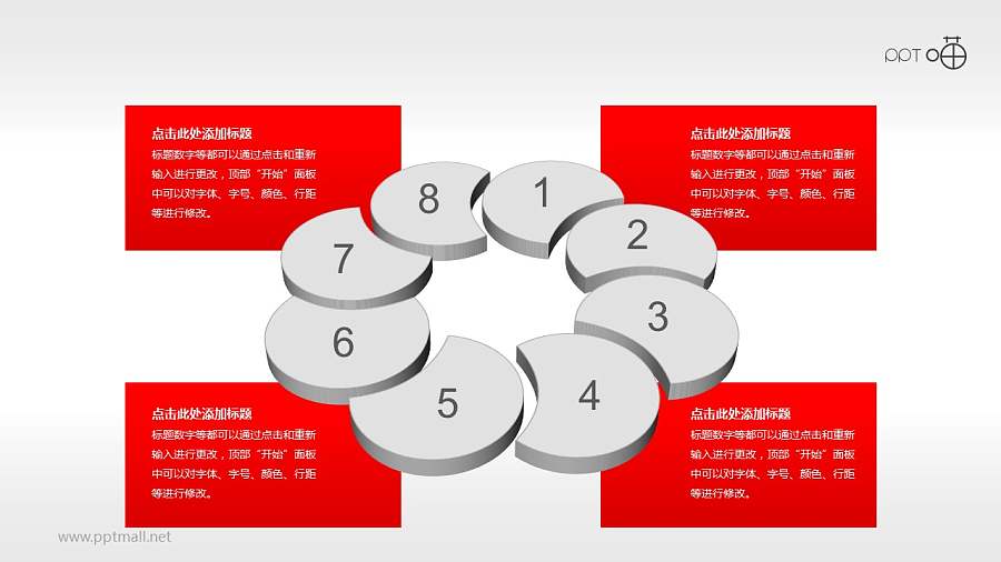 多页并列循环8步骤PPT素材