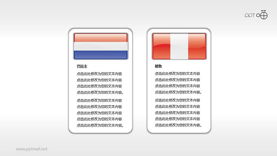 北美、中美和南美33国国旗PPT素材