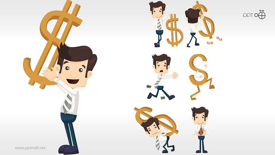 60个扁平化小人各行业通用豪华表情包PPT