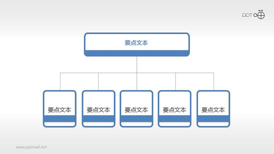 扁平化五部分总分关系PPT下载