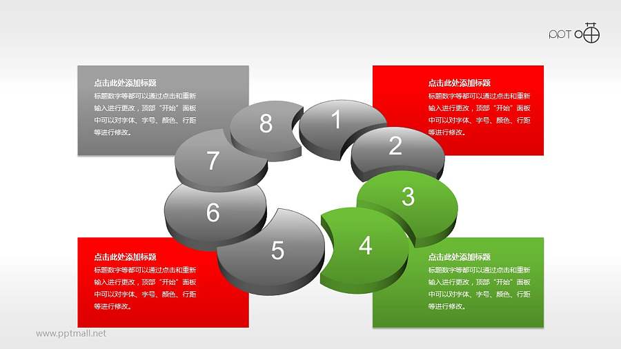 多页并列循环8步骤PPT素材