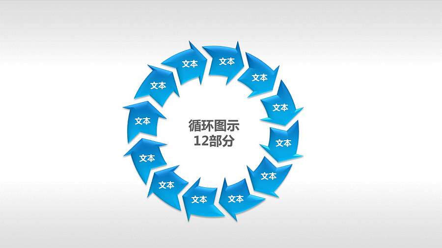 循环图示12部分PPT模板下载