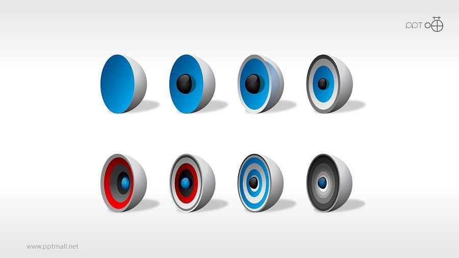 3D立体核心图垂直剖面素材PPT模板