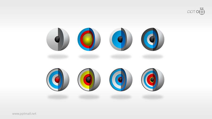 3D立体核心图剖面素材PPT模板