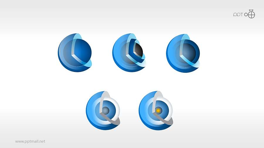 水晶风格的3D立体核心图剖面素材PPT模板