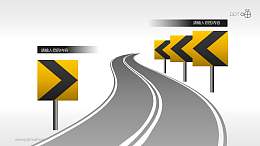 驾考/交通运输PPT素材(02)—转向诱导牌和道路PPT素材