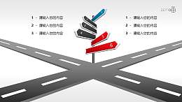 驾考/交通运输PPT素材(07)—十字路口和路标PPT素材