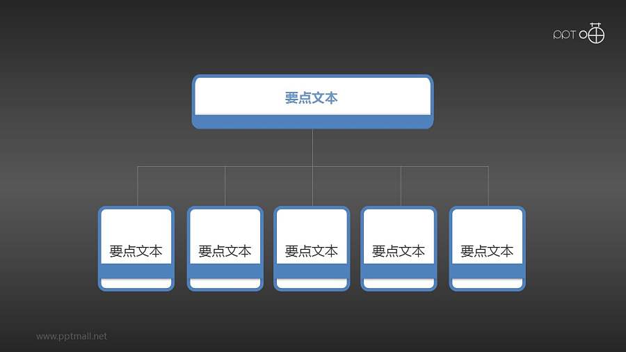 扁平化五部分总分关系PPT下载
