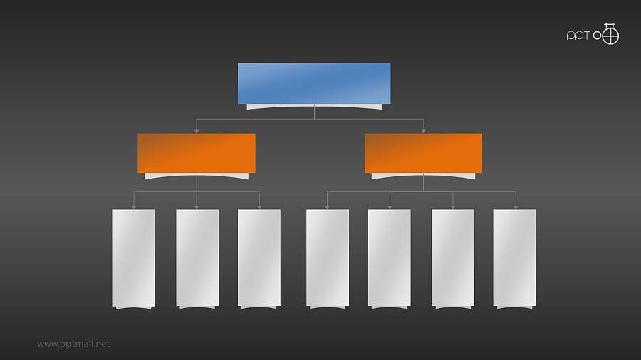 扁平化方形层级关系PPT素材下载