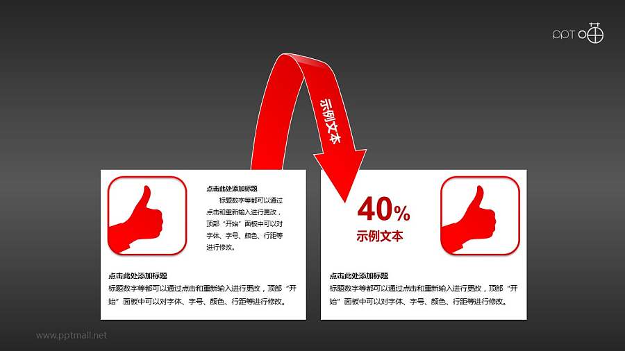 竖起大拇指的并列递进关系PPT素材