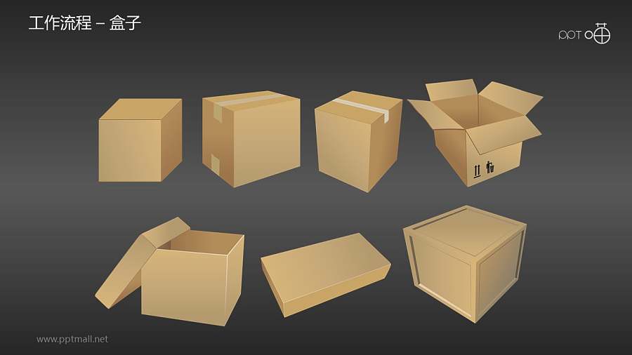 工作流程—盒子PPT素材