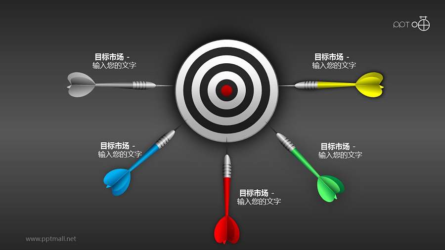 目标方向与市场定位的并列关系PPT素材