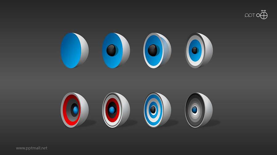 3D立体核心图垂直剖面素材PPT模板