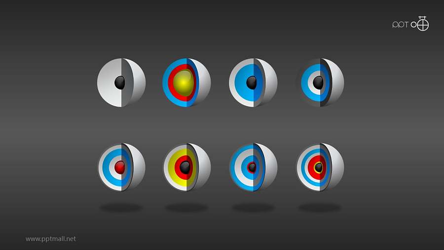 3D立体核心图剖面素材PPT模板