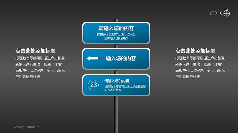 驾考/交通运输PPT素材(05)—3部分的路标PPT素材