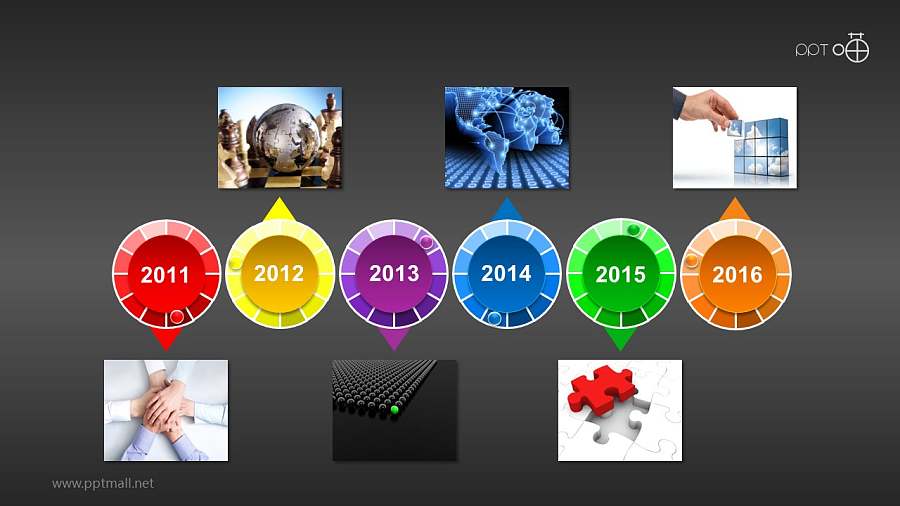 多彩微立体时间轴(系列-15)PPT素材