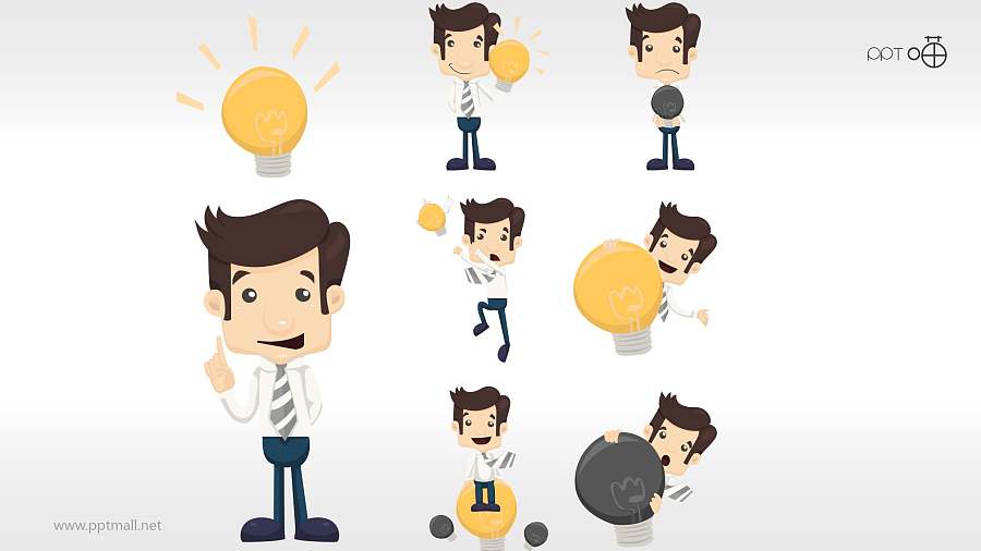 60个扁平化小人各行业通用豪华表情包PPT