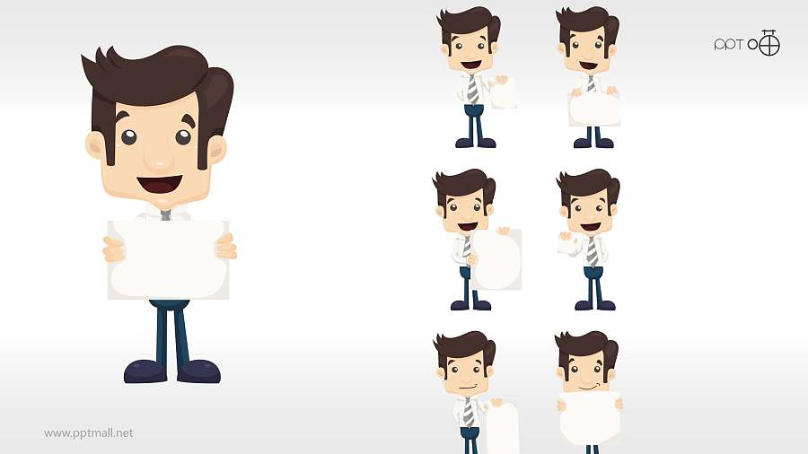 60个扁平化小人各行业通用豪华表情包PPT