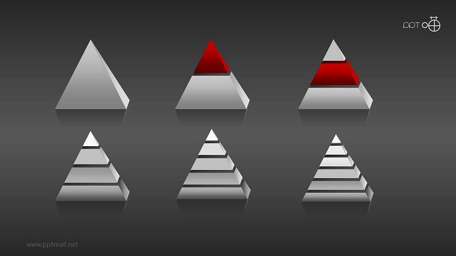 全套金字塔PPT模板下载[1-6层结构合集]