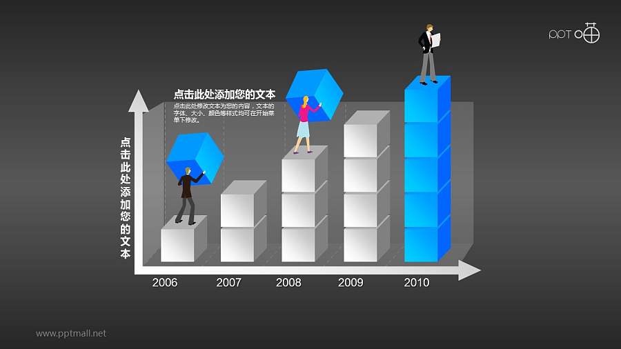反映业务/经济增长的柱状图PPT素材