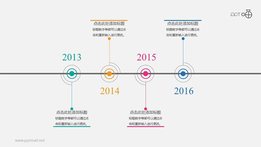 扁平清新简明时间轴【系列-03】PPT模板
