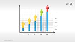 带小人的网格柱状图PPT素材