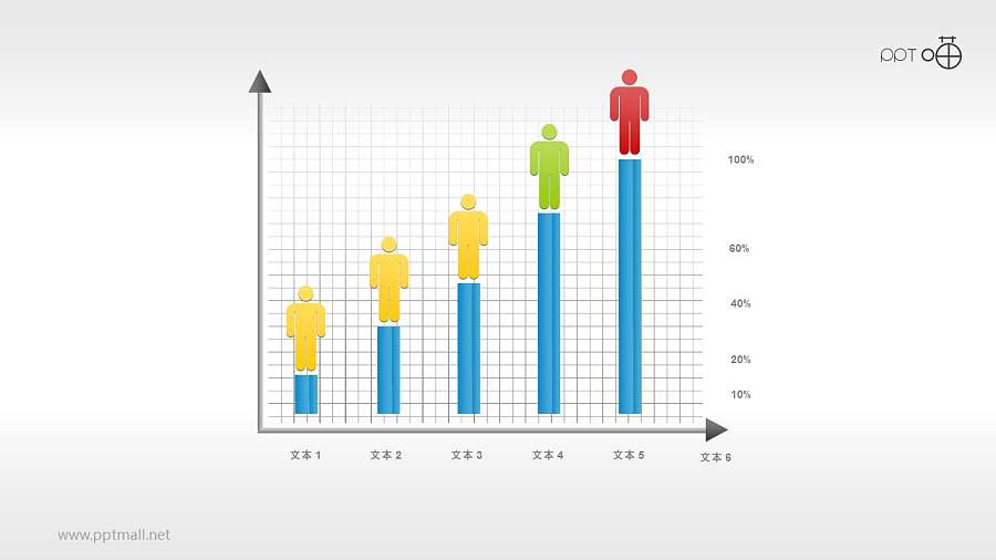 带小人的网格柱状图PPT素材