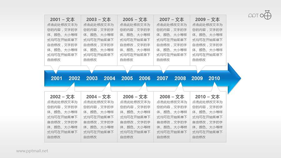 多个部分组成的时间轴PPT素材