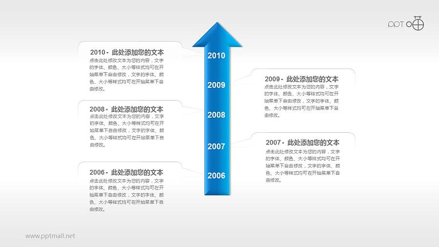 5个部分组成的时间轴PPT素材