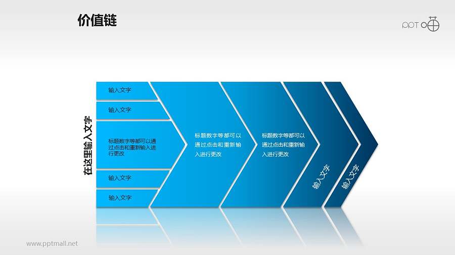 价值链——蓝色渐变箭头PPT下载