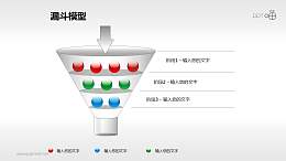 一个装有红绿蓝三层小球的漏斗PPT模板