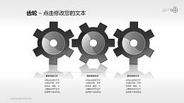 质感强烈的3部分齿轮PPT素材