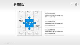 九宫式蓝色拼图流程图PPT模板