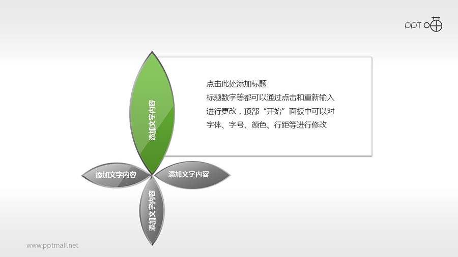 花叶组合（系列2）简洁四色说明PPT模板