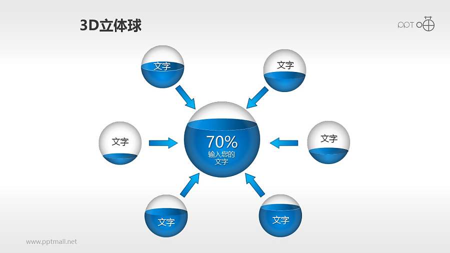 一组总分关系的小球PPT模板