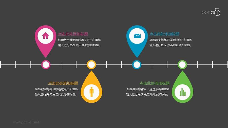 扁平清新简明时间轴【系列-02】PPT模板