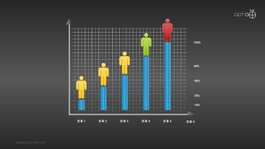 带小人的网格柱状图PPT素材
